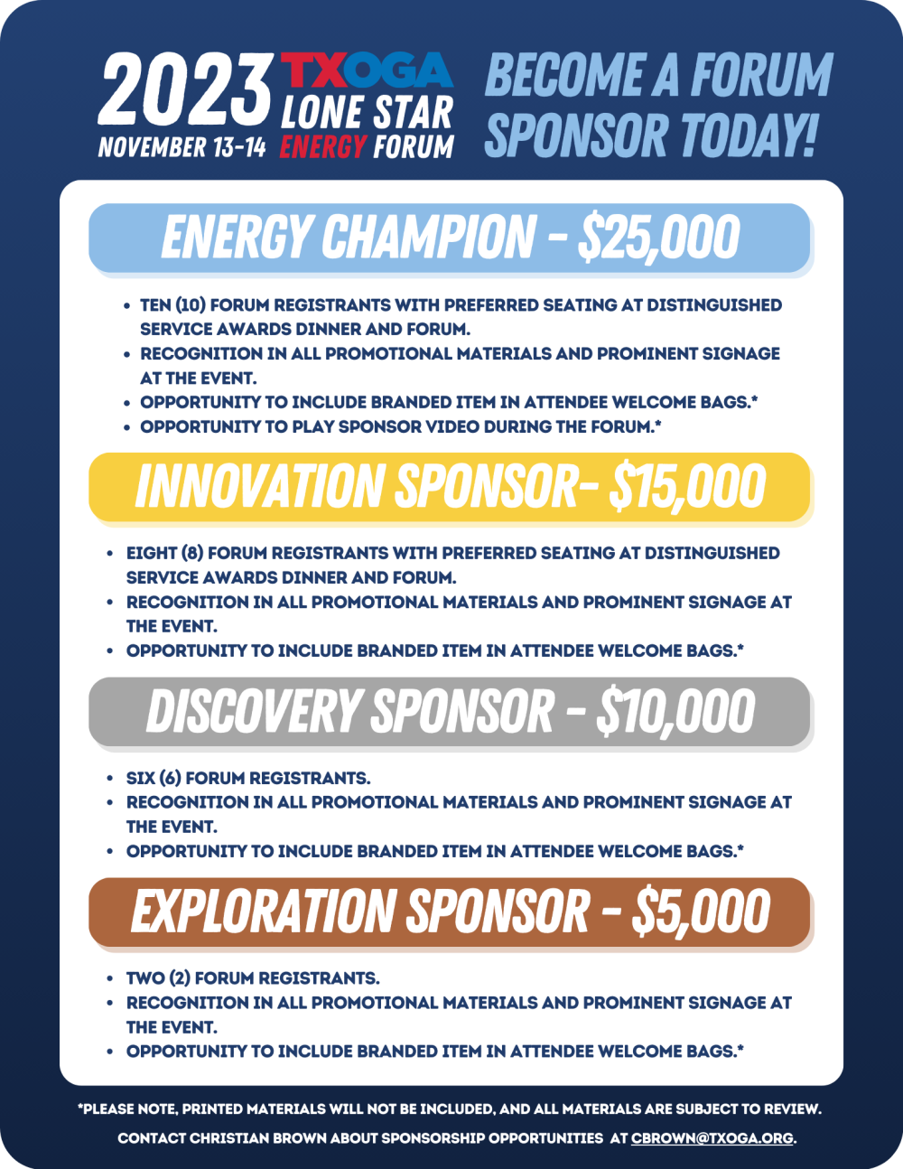 2023 Lone Star Energy Forum Flier sponsorship info